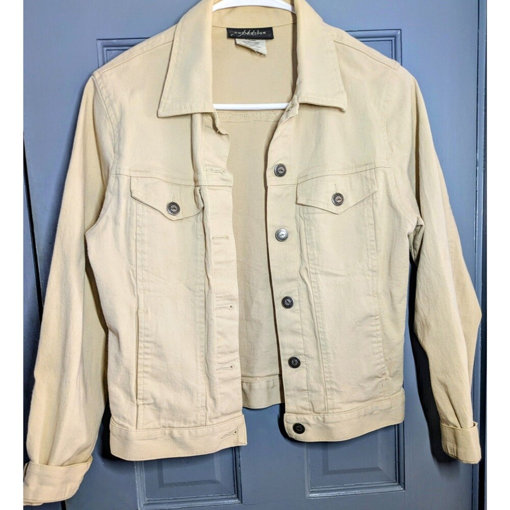 PW Collection Tan Denim Jacket Women’s XS Union Made in Canada Khaki Trucker